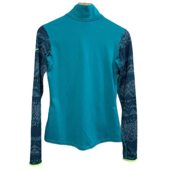 NIKE PRO Dri- Fit Half Zip Women’s Medium Aqua Green Thumb Hole Polyester. - Picture 2 of 16